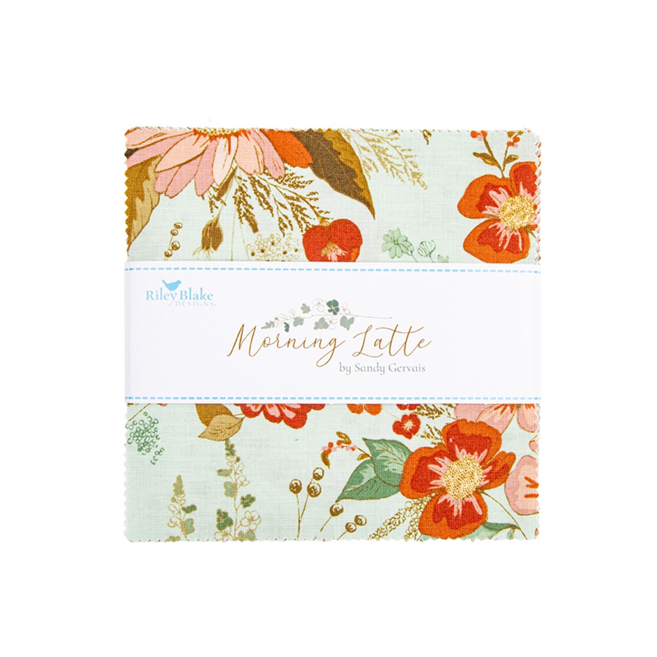 Morning Latte 5" Square Pack (Charm Pack / 5" Stacker) by Sandy Gervais for Riley Blake (5-16920-42)